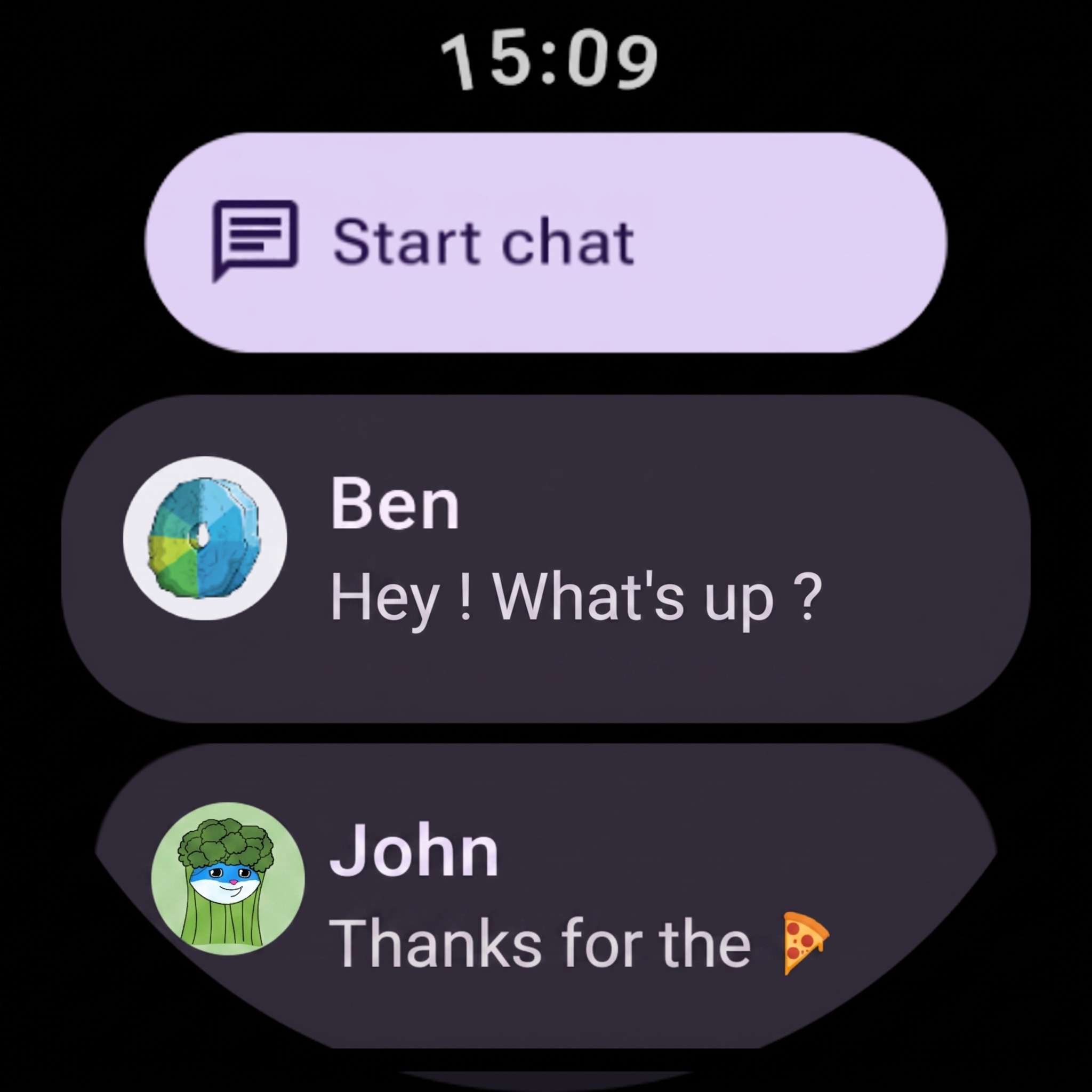 NanChat running on a Wear OS watch